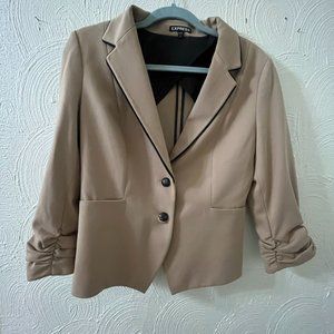 TAN BLAZER WITH BLACK ACCENT - Size 10